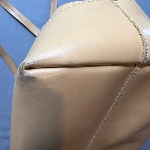 J.Crew Natural Leather Tote Bag Brown Patina Well Loved - Picture 7 of 13